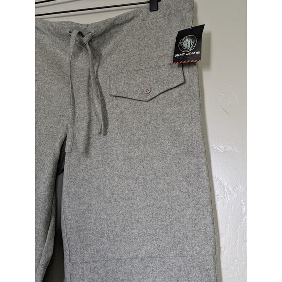 DKNY Wool Pants Size Small 38x31 Wide Leg‎ Casual Drawstring Lounge Relaxed Gray - Picture 2 of 9